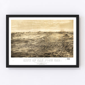 Vintage Map of San Jose, California 1869