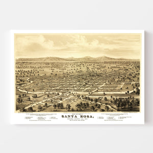 Vintage Map of Santa Rosa, California 1876