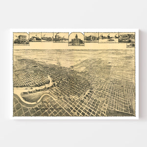 Vintage Map of Stockton, California 1895