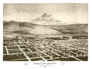 Vintage Map of Yreka & Mt. Shasta, California 1884