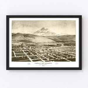 Vintage Map of Yreka & Mt. Shasta, California 1884