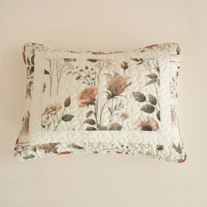 DaDalogy Enchanted Meadow Bed in a bag Set - Victoria Garden Delicate Floral Symphony in Beige, Rose, and Soft Green, Luxuriously Soft Quilted Set