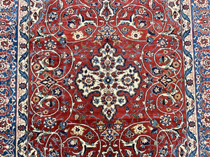 Red Persian Isfahan Rug 7x10 - Antique, Floral Medallion