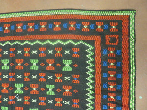 4' X 5' Vintage Handmade South American Kilim Flat Weave Blanket Rug Colorful