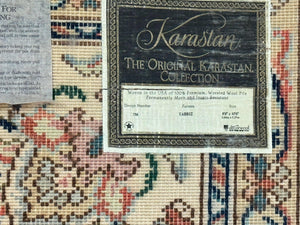 Karastan Rug #738 Tabriz Design 8.8 x 10.6, Room Sized Wool Pile Karastan Carpet, Vintage Discontinued Karastan Area Rug, Ivory, Floral Rug