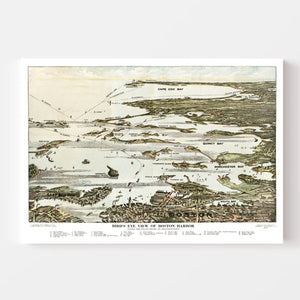 Vintage Map of Boston Harbor, Massachusetts 1920