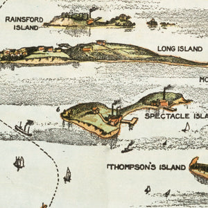 Vintage Map of Boston Harbor, Massachusetts 1920