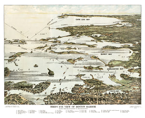Vintage Map of Boston Harbor, Massachusetts 1920