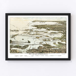 Vintage Map of Boston Harbor, Massachusetts 1920