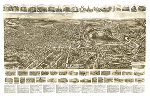 Vintage Map of Fitchburg, Massachusetts 1915