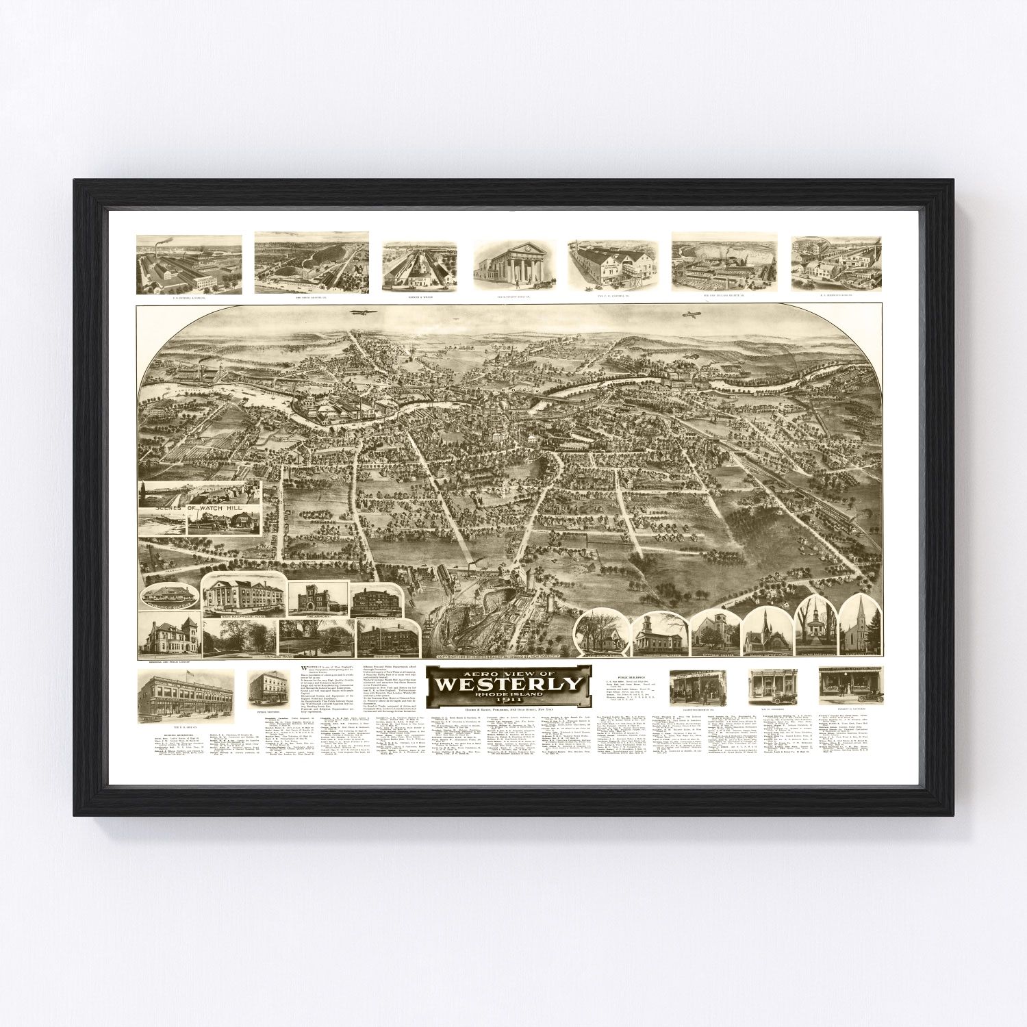 Vintage Map of Westerly, Rhode Island 1911