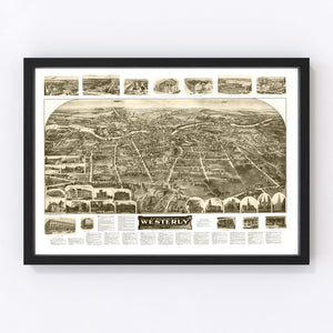 Vintage Map of Westerly, Rhode Island 1911