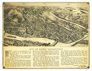 Vintage Map of Derby, Connecticut 1920