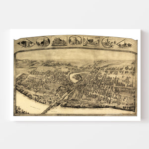 Vintage Map of Thompsonville - Enfield, Connecticut 1908