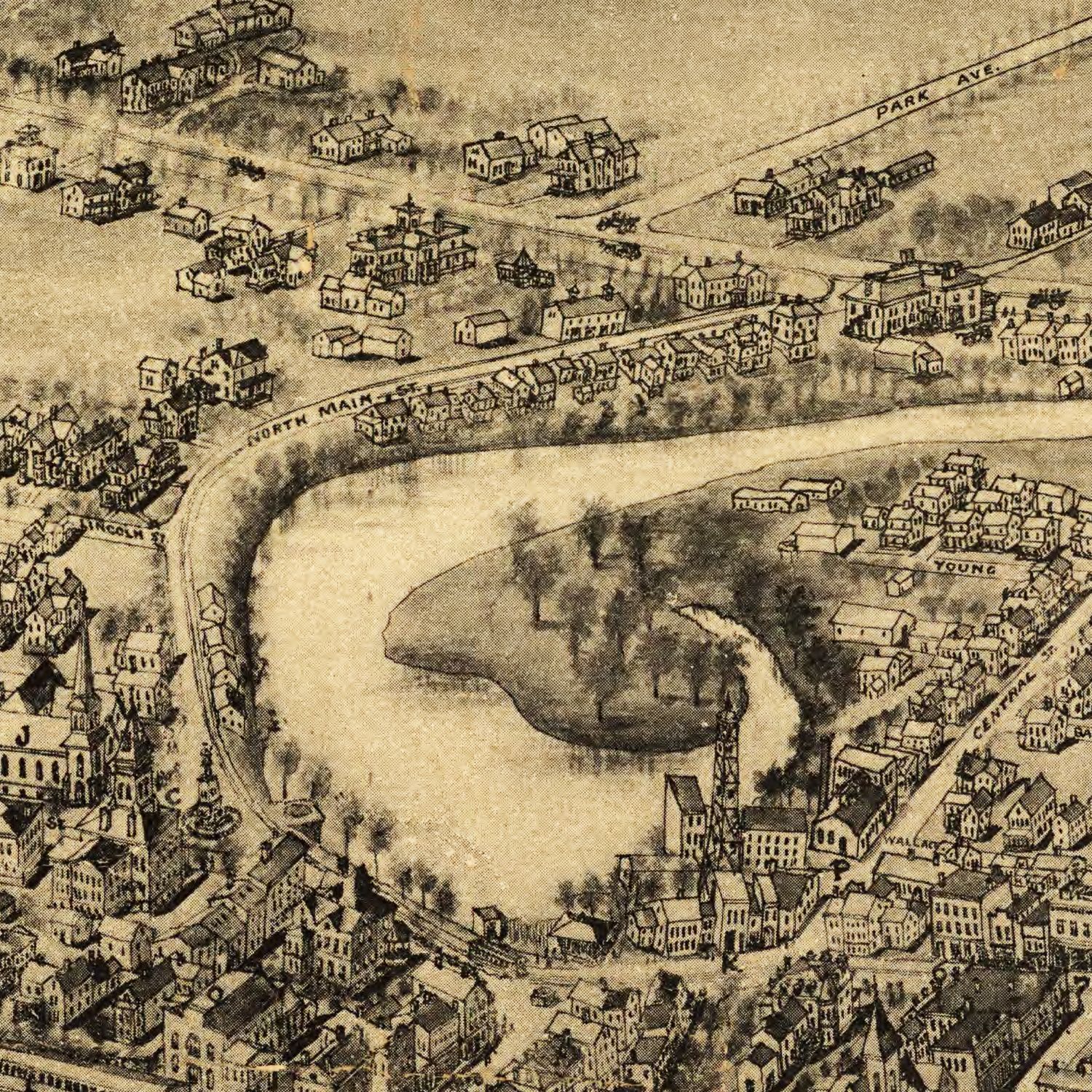 Vintage Map of Thompsonville - Enfield, Connecticut 1908