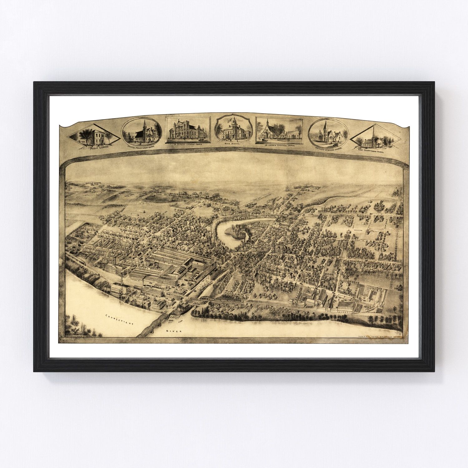 Vintage Map of Thompsonville - Enfield, Connecticut 1908