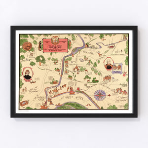 Vintage Map of Hartford, Connecticut 1927