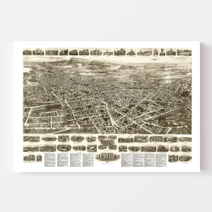 Vintage Map of Meriden, Connecticut 1918