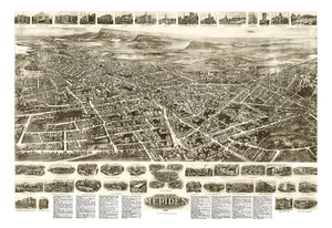 Vintage Map of Meriden, Connecticut 1918