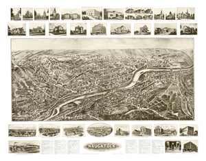 Vintage Map of Naugatuck, Connecticut 1906