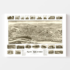 Vintage Map of New Milford, Connecticut 1906