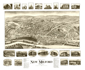 Vintage Map of New Milford, Connecticut 1906