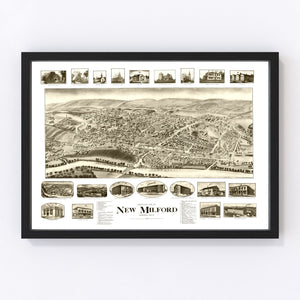 Vintage Map of New Milford, Connecticut 1906
