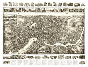 Vintage Map of Norwich, Connecticut 1912