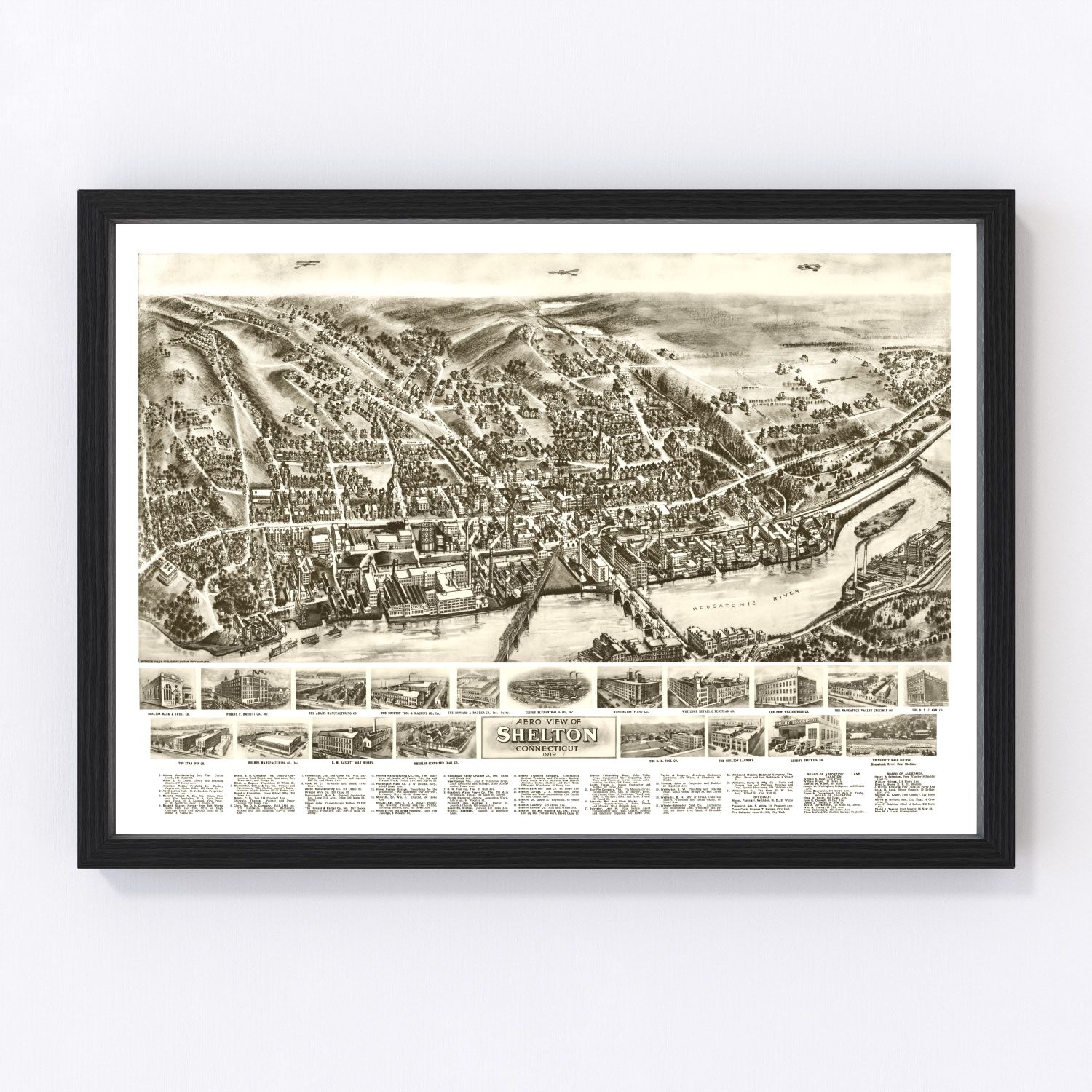 Vintage Map of Shelton, Connecticut 1919