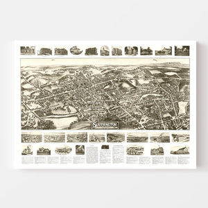 Vintage Map of Southington, Connecticut 1914