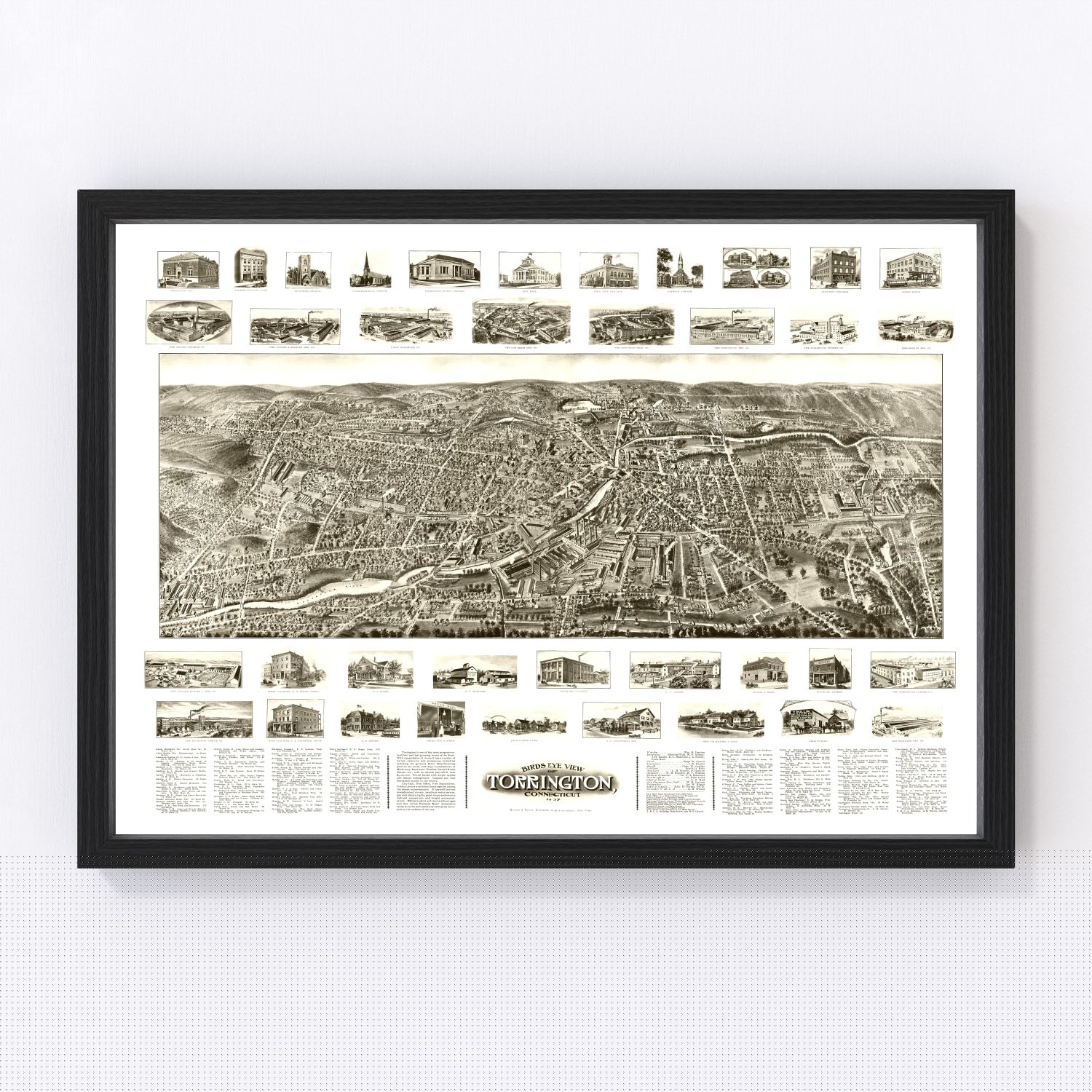 Vintage Map of Torrington, Connecticut 1907