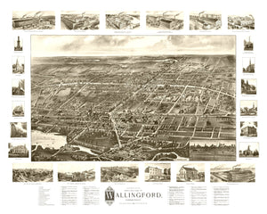 Vintage Map of Wallingford, Connecticut 1905