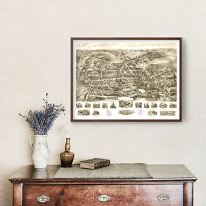 Vintage Map of Watertown, Connecticut 1918