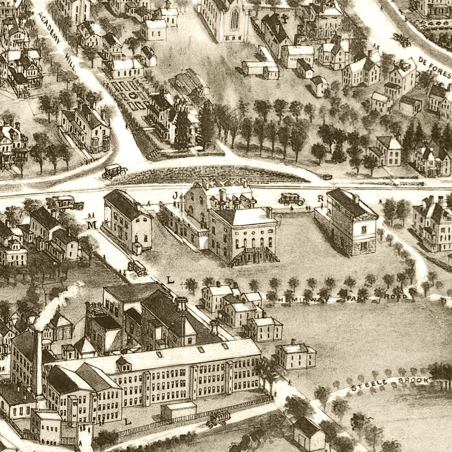 Vintage Map of Watertown, Connecticut 1918