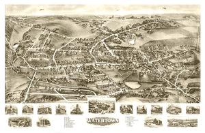 Vintage Map of Watertown, Connecticut 1918
