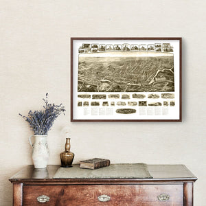 Vintage Map of Willimantic, Connecticut 1909