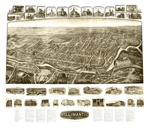 Vintage Map of Willimantic, Connecticut 1909