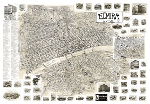 Vintage Map of Elmira, New York 1901