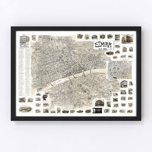 Vintage Map of Elmira, New York 1901