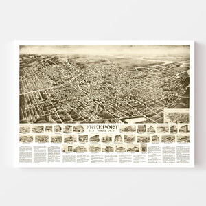 Vintage Map of Freeport, New York 1925