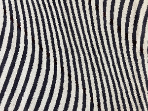 Vintage Zebra Stripes Shag Rug 5.7 x 7.4, Black and White, Retro, Wool