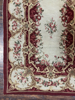 Needlepoint Runner Rug 2.5 x 10.7, Tan Runner Rug, Flatweave Runner, Aubusson European Design, Needlepoint Rug, Long Runner, Hallway Rug