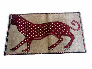 3 X 5 Handmade Hand-Knotteed New Vintage Rug Quality Wool Leopard Burgundy Beige