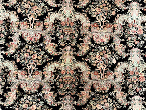 Sino Persian Rug 9x12, Black, Floral Bouquets