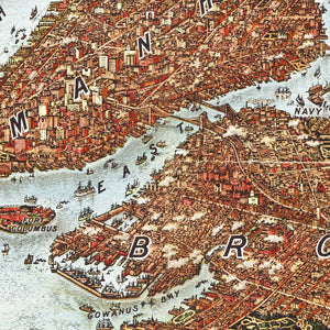 Vintage Map of New York City, New York 1907