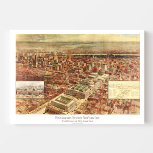 Vintage Map of New York City, New York 1910