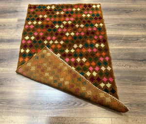 Colorful Afghan Balouch Rug 3x4, Vintage Handmade Wool Carpet