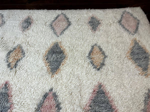 Large Modern Contemporary Indian Shag Rug 11x14, Ivory, Handmade Wool Carpet