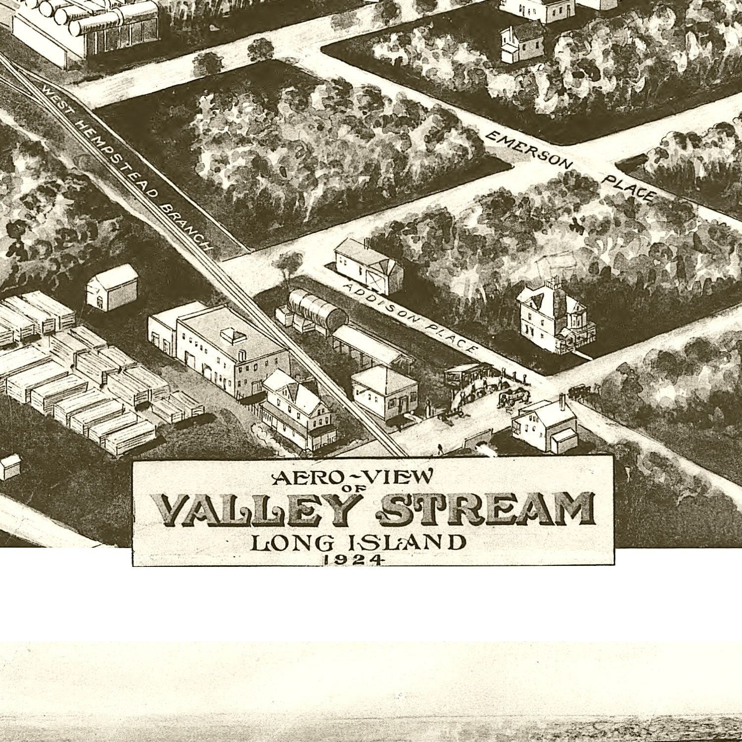 Vintage Map of Valley Stream, New York 1924