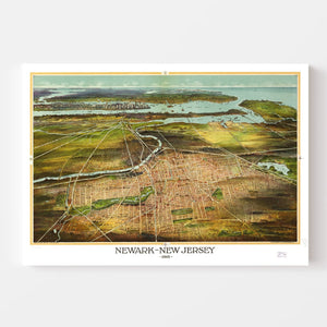 Vintage Map of Newark, New Jersey 1916